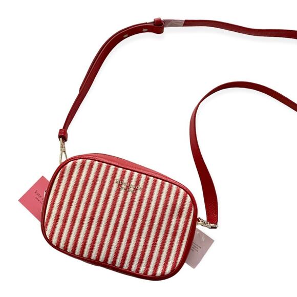 Kate Spade New York Astrid Red Stripe Medium Crossbody Purse Camera Bag NWT - Picture 1 of 10